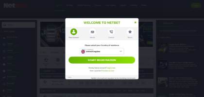 NetBet sign up form first step